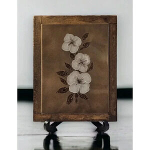 Wood Framed Italian Tile Dogwood Flowers